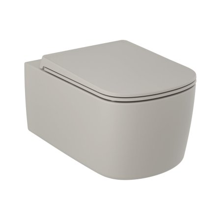 Kludi Resa S Zestaw Toaleta WC Spiral-Flush bez kołnierza spłukiwanie wirowe szaro-beżowy mat + deska wolnoopadająca 27WCSETO2