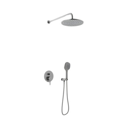 Kohlman Axel Gray Zestaw prysznicowy z deszczownicą 25 cm podtynkowy grafit szczotkowany QW210AGR25