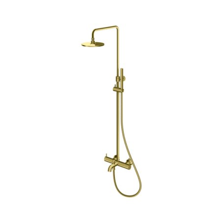 Kohlman Axel Zestaw wannowo-prysznicowy natynkowy z deszczownicą złoty szczotkowany QW277AGDB