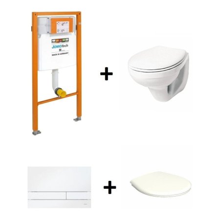 Koło Idol Zestaw Toaleta WC 51x36 cm biały + deska zwykła + stelaż WC dla dzieci Werit/Jomo JomoTech SLKplus + przycisk WC Werit/Jomo Exclusive 2.0 biały GNS346854