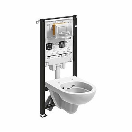 Koło Slim2 Nova Pro Zestaw Toaleta WC podwieszana krótka 48x35,5 cm Rimfree bez kołnierza ze stelażem biała 99669000