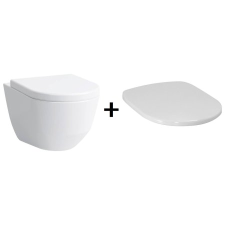 Laufen Pro Zestaw Toaleta WC 49x36 cm Rimless bez kołnierza z deską wolnoopadającą biały H8209650000001+H8969513000001