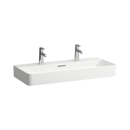 Laufen Val Umywalka wisząca lub nablatowa 95x42 cm podwójna biała z powłoką LCC H8162874001071