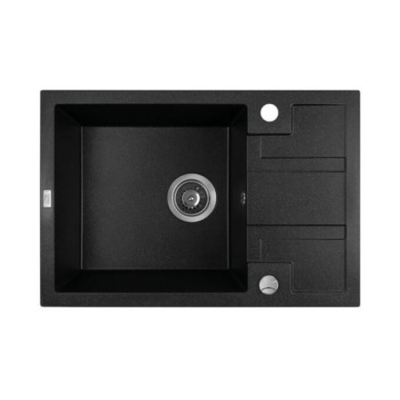 Laveo Barbados Zlewozmywak granitowy jednokomorowy 44x65 cm czarny SBB_713T
