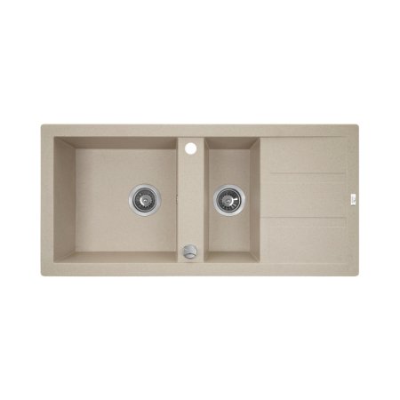 Laveo Barbados Zlewozmywak granitowy półtorakomorowy 48x100 cm beż SBB_431T