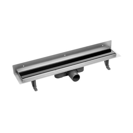Laveo Basso Odpływ liniowy przyścienny 70 cm czarne szkło COB_771S