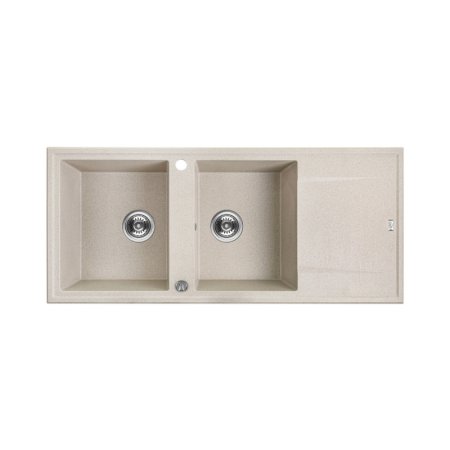 Laveo Megalo Zlewozmywak granitowy dwukomorowy 50x116 cm beż SBE_421T