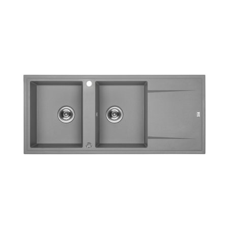Laveo Megalo Zlewozmywak granitowy dwukomorowy 50x116 cm szary SBE_521T