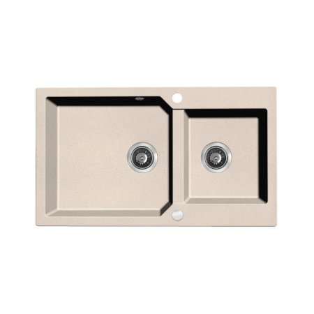 Laveo Milos Zlewozmywak granitowy dwukomorowy 86x50 cm beż SPM4208