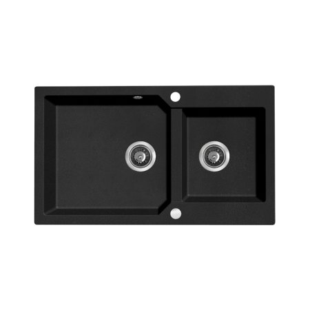 Laveo Milos Zlewozmywak granitowy dwukomorowy 86x50 cm czarny SPM7208