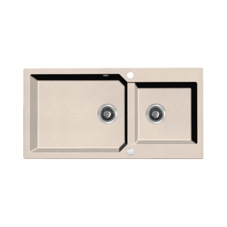 Laveo Milos Zlewozmywak granitowy dwukomorowy 98x50 cm beż SPM4209
