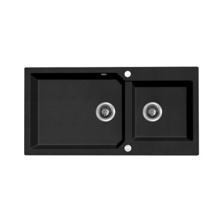 Laveo Milos Zlewozmywak granitowy dwukomorowy 98x50 cm czarny SPM7209