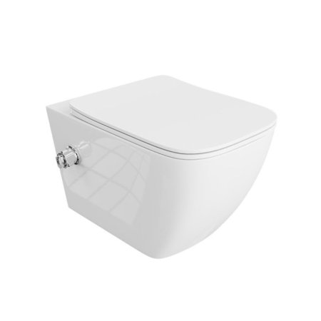Lavita Parana Zestaw Toaleta WC myjąca bez kołnierza krótka + deska wolnoopadająca 49x36,5 cm biały połysk 5900378321583