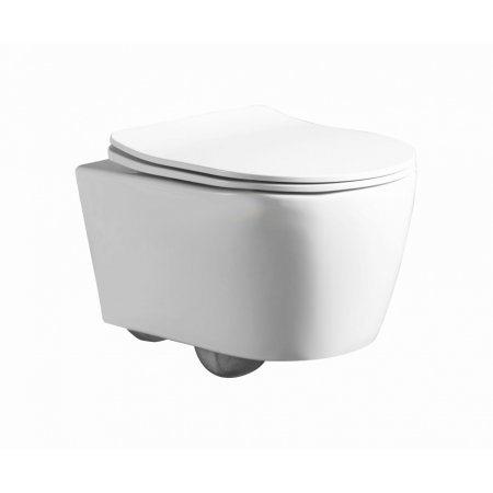 Lavita Praia Zestaw Toaleta WC 48,5x36,5 cm krótka bez kołnierza + deska wolnoopadająca biała 5900378312185