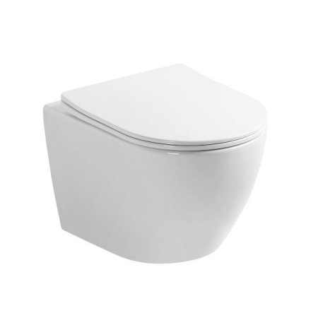 Legersen Zestaw Toaleta WC bez kołnierza krótka + deska wolnoopadająca biały połysk LEWCNOX