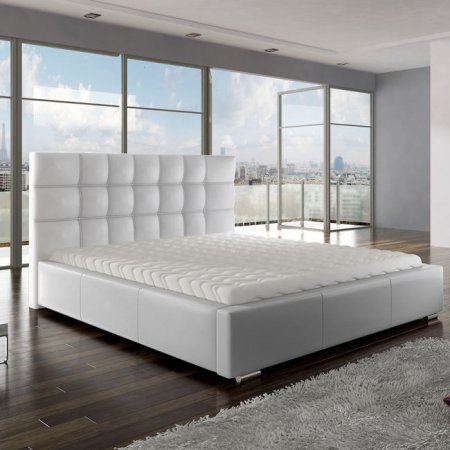 New Composition Factory Anette Kompletne łóżko z pojemnikiem i materacem 140x200 cm, białe 10268