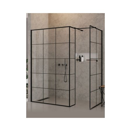 New Trendy New Modus Black Ścianka prysznicowa do kabiny Walk-in 80x200 cm z powłoką Active Shield profile czarne szkło przezroczyste EXK-5617