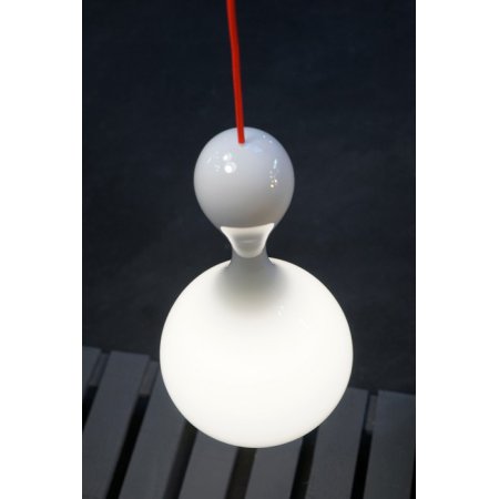 Next Blubb Opal/Opal Lampa wisząca 41x22 cm IP30, kabel czerwony, oprawa biała, klosz opal 1020-20-0131