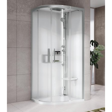 Novellini Glax Black 2 2.0 R Hydro Plus Kabina parowa 90x90x217 cm profile czarne szkło przezroczyste G22R99T1-1HU