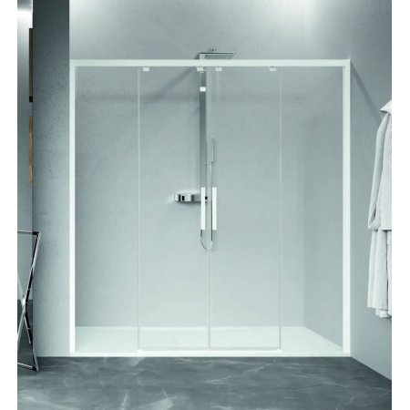 Novellini Kuadra 2.0 2AH Drzwi prysznicowe przesuwne z polami stałymi 177-181x200 cm szkło przezroczyste profile chrom K22AH177-1K