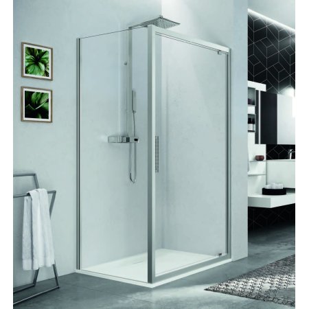 Novellini Kuadra Black 2.0 F Ścianka prysznicowa 115-117x200 cm szkło przezroczyste profile czarne K2F115-1H