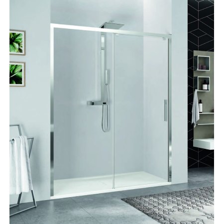 Novellini Kuadra 2.0 PH Drzwi przesuwne z polem stałym 147-151x200 cm lewe szkło przezroczyste profile chrom K22PH147S-1K
