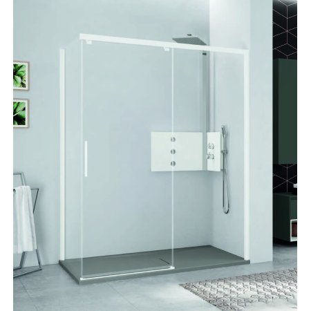 Novellini Kuadra 2.0 PH+FH Drzwi przesuwne 159-161x200 cm lewe szkło przezroczyste profile chrom K2PH159S-1K