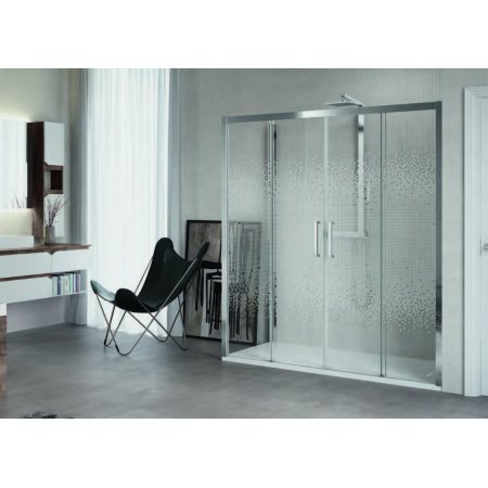 Novellini Kuadra 2A Drzwi prysznicowe przesuwne z polami stałymi 114-120x200 cm szkło przezroczyste, profile chrom KUAD2A114-1K