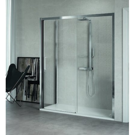 Novellini Kuadra 2P Drzwi prysznicowe przesuwne z polem stałym 102-108x200 cm prawe, szkło przezroczyste, profile chrom KUAD2P102D-1K