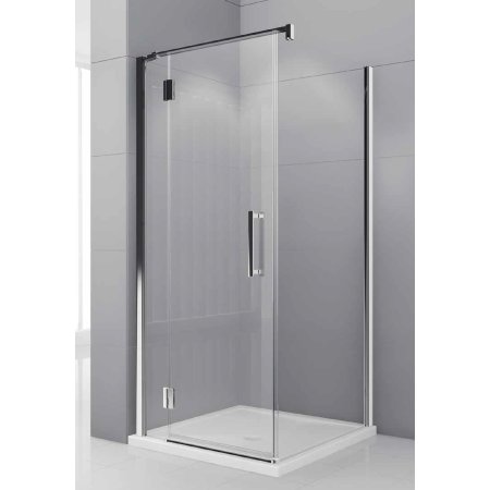 Novellini Modus G+F G140 Drzwi uchylne z elementem stałym 195 cm wysokości prawe szkło przezroczyste profile chrom MODUSGF140LD-1K