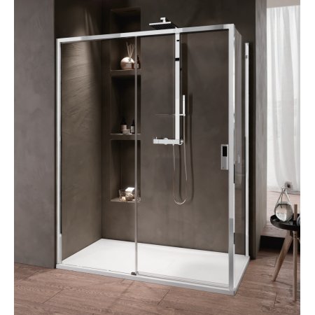 Novellini Opera Black 2P Drzwi prysznicowe przesuwne wnękowe 107-111x200 cm lewe, szkło przezroczyste, profile czarne OPE2P107S-1H
