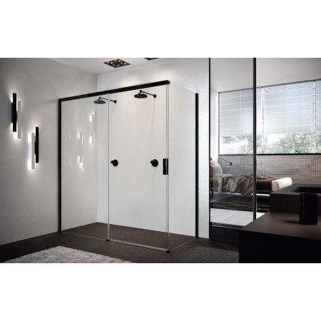 Novellini Opera Black 2PH+FH Drzwi prysznicowe przesuwne 105-107x200 cm lewe, szkło przezroczyste, profile czarne OPEPH105S-1H