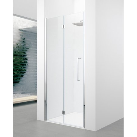 Novellini Young 2.0 1BS Drzwi prysznicowe wnękowe 80x200 cm składane, profile chrom szkło przezroczyste Y21BS77-1K