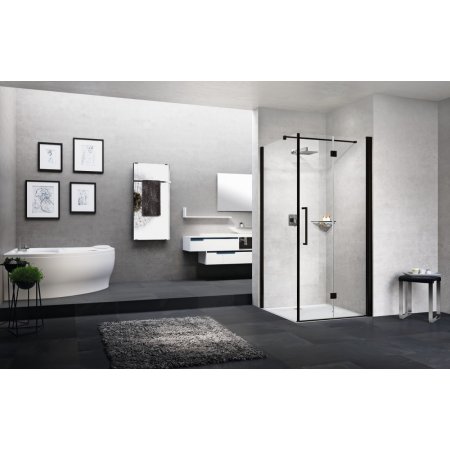 Novellini Young 2.0 2GS+F Drzwi prysznicowe składane 100-102x200 cm prawe, profile czarne szkło przezroczyste Y22GS99LD-1H