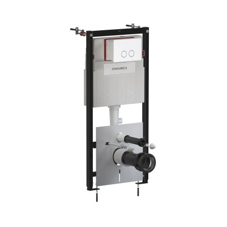 Omnires Eco Flush Set Zestaw Stelaż WC StrongFrame z Eco spłukiwaniem + przycisk WC Steel-R45 biały mat STFWCECO1R45-RWM