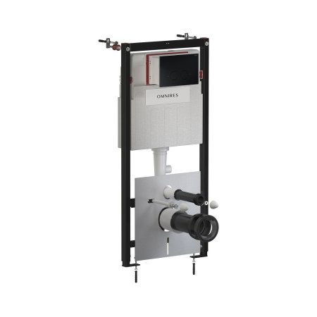 Omnires Eco Flush Set Zestaw Stelaż WC StrongFrame z Eco spłukiwaniem + przycisk WC Steel-R45 czarny mat STFWCECO1R45-RBLM
