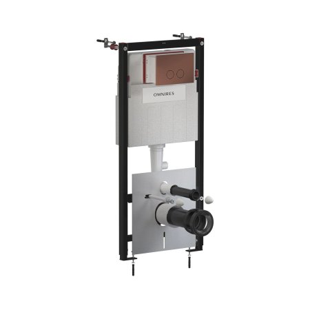 Omnires Eco Flush Set Zestaw Stelaż WC StrongFrame z Eco spłukiwaniem + przycisk WC Steel-R45 miedź antyczna szczotkowana STFWCECO1R45-RORB