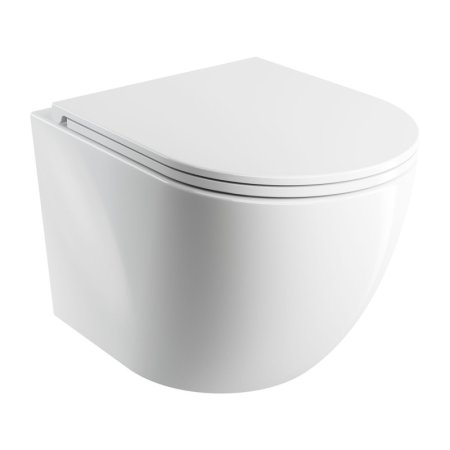 Omnires Ottawa Zestaw Toaleta WC 49x36,5 cm bez kołnierza krótka + deska wolnoopadająca biały połysk OTTAWASPXMWBP