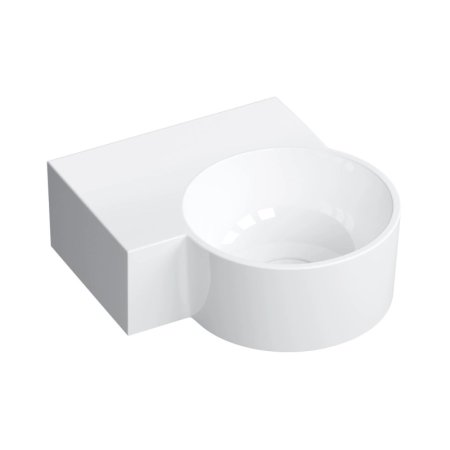 Omnires Ovo M+ Umywalka nablatowa lub wisząca 34,5x33,5 cm lewa biały OVO335UWLBP