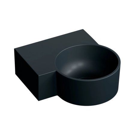 Omnires Ovo M+ Umywalka nablatowa lub wisząca 34,5x33,5 cm lewa black lava mat OVO335UWLBLV