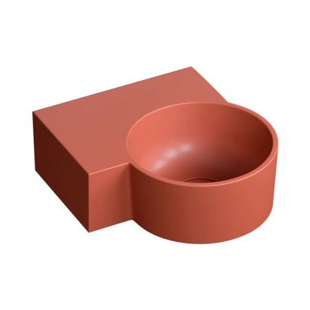 Omnires Ovo M+ Umywalka nablatowa lub wisząca 34,5x33,5 cm lewa terracotta mat OVO335UWLTE