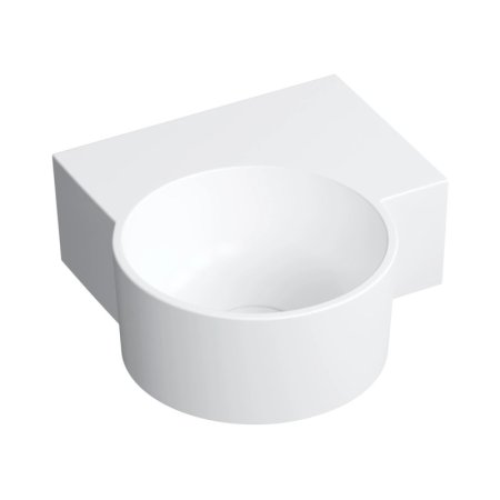 Omnires Ovo M+ Umywalka nablatowa lub wisząca 34,5x33,5 cm prawa biały mat OVO335UWPBM