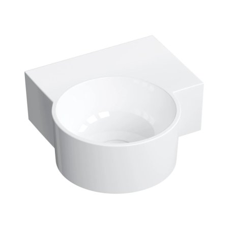 Omnires Ovo M+ Umywalka nablatowa lub wisząca 34,5x33,5 cm prawa biały OVO335UWPBP