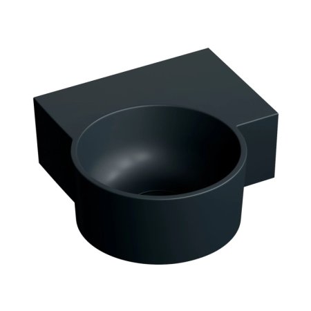 Omnires Ovo M+ Umywalka nablatowa lub wisząca 34,5x33,5 cm prawa black lava mat OVO335UWPBLV