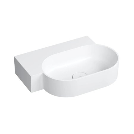 Omnires Ovo M+ Umywalka nablatowa lub wisząca 55,5x38,5 cm lewa biały mat OVO555UWLBM