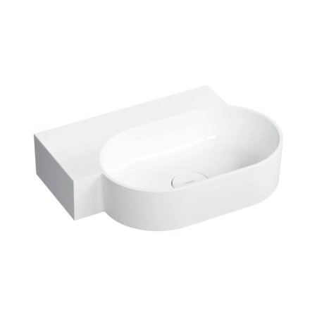 Omnires Ovo M+ Umywalka nablatowa lub wisząca 55,5x38,5 cm lewa biały OVO555UWLBP