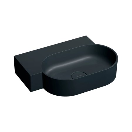 Omnires Ovo M+ Umywalka nablatowa lub wisząca 55,5x38,5 cm lewa black lava mat OVO555UWLBLV