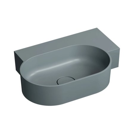 Omnires Ovo M+ Umywalka nablatowa lub wisząca 55,5x38,5 cm prawa ash grey mat OVO555UWPAG