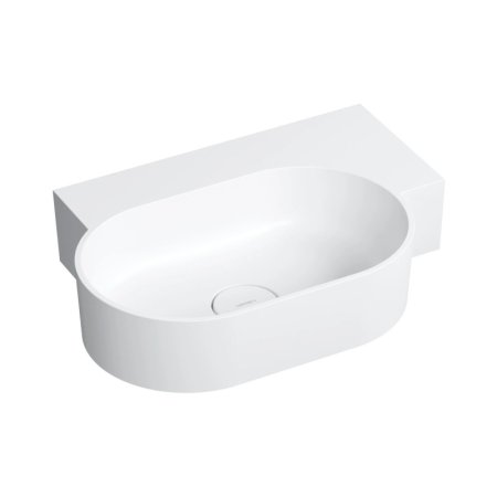 Omnires Ovo M+ Umywalka nablatowa lub wisząca 55,5x38,5 cm prawa biały mat OVO555UWPBM