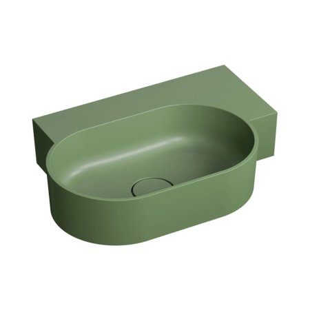 Omnires Ovo M+ Umywalka nablatowa lub wisząca 55,5x38,5 cm prawa olive mat OVO555UWPOL